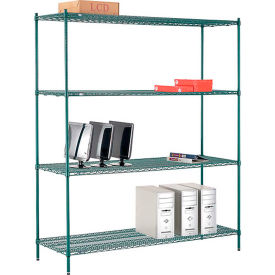 Global Industrial B2255756 Nexel® 4 Shelf, Poly-Green® Wire Shelving Unit, Starter, 72"W x 21"D x 86"H image.