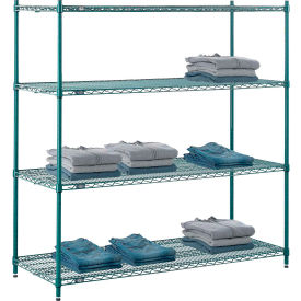 Global Industrial B2255811 Nexel® 4 Shelf, Poly-Green® Wire Shelving Unit, Starter, 60"W x 24"D x 54"H image.