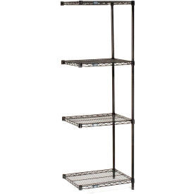 Global Industrial B2258295 Nexel® 4 Shelf, Black Epoxy Wire Shelving Unit, Add On, 24"W x 14"D x 54"H image.