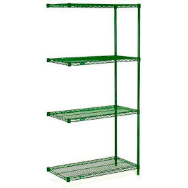 Global Industrial B2255714 Nexel® 4 Shelf, Poly-Green® Wire Shelving Unit, Add-On, 24"W x 14"D x 54"H image.