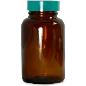 8.5 oz. Amber Wide Mouth Packer with 45-400 Green Thermoset Lined Cap 