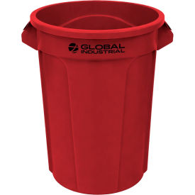 Global Industrial™ Plastic Round Trash Can 55 Gallon Red