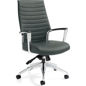 Global Industries Inc 2670-4AL-A43E Global™ Accord High Back Chair, Gray Vinyl Upholstery image.