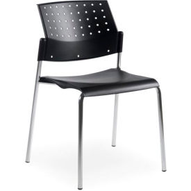 Global Industries Inc 6508CH-BK/BK Global™ Armless Stacking Chair - Plastic - Black - Sonic Series image.