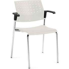 Global Industries Inc 6513CH-IVC Global™ Stacking Chair with Arms - Plastic - Ivory Clouds - Sonic Series image.
