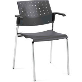 Global Industries Inc 6513CH-PLT Global™ Stacking Chair with Arms - Plastic - Platinum - Sonic Series image.