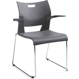 Global Industries Inc 6620CH-SHW Global™ Molded Stacking Chair with Arms and Sled Base - Plastic - Shadow- Duet Series image.
