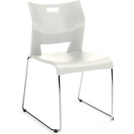 Global Industries Inc 6621CH-IVC Global™ Armless Molded Stacking Chair with Sled Base - Plastic - Ivory Clouds - Duet Series image.