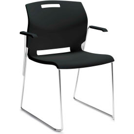 Global Industries Inc 6710-CH-BLK Global™ Stacking Chair with Arms - Plastic - Asphalt Night Black - Popcorn Series image.