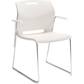 Global Industries Inc 6710-CH-IVC Global™ Stacking Chair with Arms - Plastic - Ivory Clouds - Popcorn Series image.