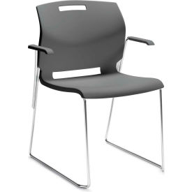 Global Industries Inc 6710-CH-SHW Global™ Stacking Chair with Arms - Plastic - Shadow Gray - Popcorn Series image.