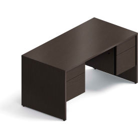 Global Industries Inc G3060DP-DES Global™ Wood Desk - Double Pedestal - 60" - Dark Espresso - Genoa Series image.