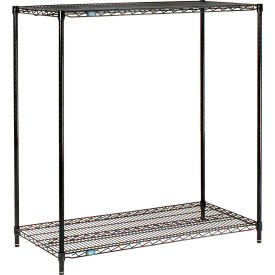 Global Industrial B3081154 Nexel® 2 Shelf, Black Epoxy Wire Shelving Unit, Starter, 24"W x 14"D x 34"H image.