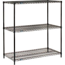 Global Industrial B3081091 Nexel® 3 Shelf, Black Epoxy Wire Shelving Unit, Starter, 30"W x 14"D x 34"H image.