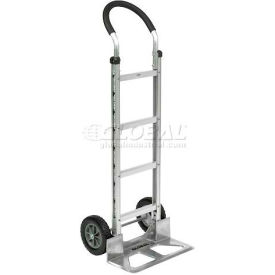 Global Industrial 168257 Global Industrial™ Aluminum Hand Truck - Curved Handle - Mold-On Rubber Wheels image.