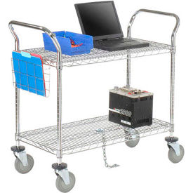 Global Industrial B2351882 Nexel® Chrome ESD Utility Cart w/2 Shelves & Polyurethane Casters, 24"L x 18"W x 39"H image.