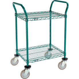 Global Industrial B3050264 Nexel® Utility Cart, 2 Shelf, Poly-Green®, 24"L x 18"W x 39"H, Polyurethane Swivel Casters image.