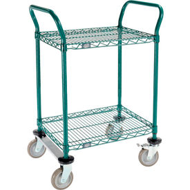 Global Industrial B3050484 Nexel® Utility Cart, 2 Shelf, Poly-Green®, 24"L x 18"W x 39"H, Polyurethane Rigid Casters image.