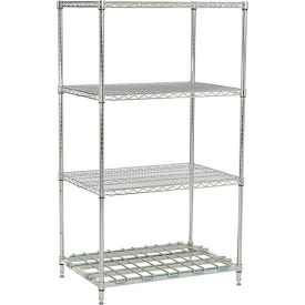 Global Industrial B2335993 Nexel® 4 Shelf, Poly-Z-Brite® Standard Wire Shelving Unit, Starter, 30"W x 18"D x 63"H image.