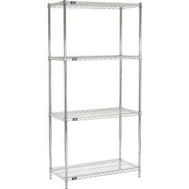 Global Industrial B2333339 Nexel® 5 Shelf, Chrome Wire Shelving Unit, Starter, 36"W x 18"D x 63"H image.