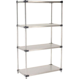 Global Industrial B2335466 Nexel® 5 Shelf, Stainless Steel Solid Shelving Unit, Starter, 36"W x 18"D x 74"H image.