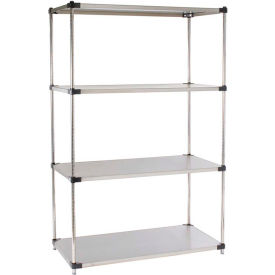 Global Industrial B2335426 Nexel® 5 Shelf, Stainless Steel Solid Shelving Unit, Starter, 48"W x 18"D x 63"H image.