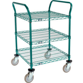 Global Industrial B3050286 Nexel® Utility Cart, 3 Shelf, Poly-Green®, 24"L x 24"W x 39"H, Polyurethane Swivel Casters image.