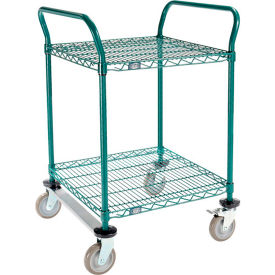 Global Industrial B3050394 Nexel® Utility Cart, 2 Shelf, Poly-Green®, 24"L x 24"W x 39"H, Polyurethane Rigid Casters image.
