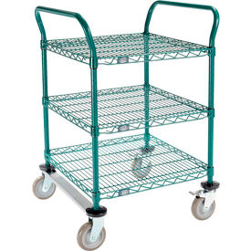 Global Industrial B3050402 Nexel® Utility Cart, 3 Shelf, Poly-Green®, 24"L x 24"W x 39"H, Polyurethane Rigid Casters image.