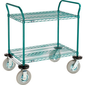 Global Industrial B3050410 Nexel® Utility Cart, 2 Shelf, Poly-Green®, 36"L x 24"W x 42"H, Pneumatic Rigid Casters image.