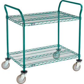 Global Industrial B3050340 Nexel® Utility Cart, 2 Shelf, Poly-Green®, 36"L x 24"W x 39"H, Polyurethane Swivel Casters image.