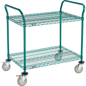 Global Industrial B3050326 Nexel® Utility Cart, 2 Shelf, Poly-Green®, 36"L x 24"W x 39"H, Polyurethane Brake Casters image.