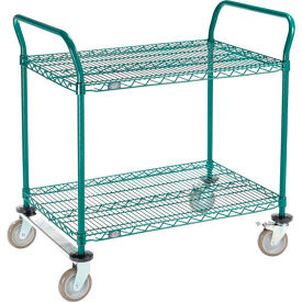 Global Industrial B3050426 Nexel® Utility Cart, 2 Shelf, Poly-Green®, 36"L x 24"W x 39"H, Polyurethane Rigid Casters image.