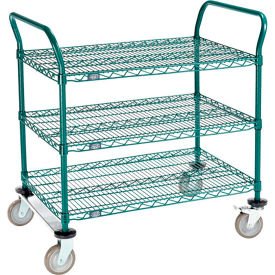 Global Industrial B3050434 Nexel® Utility Cart, 3 Shelf, Poly-Green®, 36"L x 24"W x 39"H, Polyurethane Rigid Casters image.