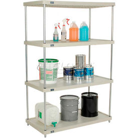 Global Industrial B2256733 Nexel® 4 Shelf, Solid Plastic Shelving Unit, Chrome Posts, 48"W x 24"D x 74"H image.