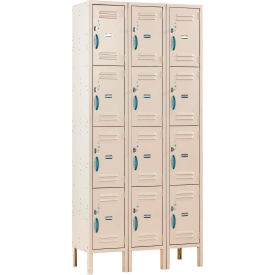 Global Industrial 292818 Global Industrial™ Capital® 4-Tier 12 Door Locker, 36"W x 15"D x 78"H, Tan, Assembled image.