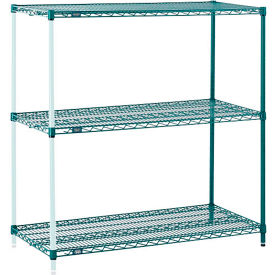 Global Industrial A12363G3 Nexel® 3 Shelf, Poly-Green® Wire Shelving Unit, Add On, 36"W x 12"D x 34"H image.