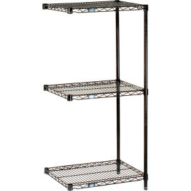 Global Industrial B3081130 Nexel® 3 Shelf, Black Epoxy Wire Shelving Unit, Add On, 24"W x 14"D x 34"H image.