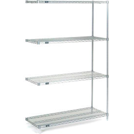 Global Industrial B2346041 Nexel® 4 Shelf, Stainless Steel Wire Shelving Unit, Add On, 24"W x 14"D x 54"H image.