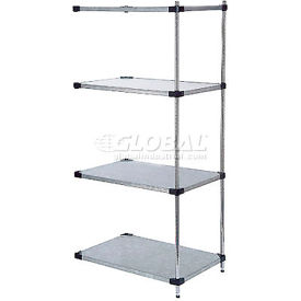 Global Industrial B2679445 Nexel® 4 Shelf, Galvanized Steel Solid Shelving Unit, Add On, 24"W x 18"D x 54"H image.