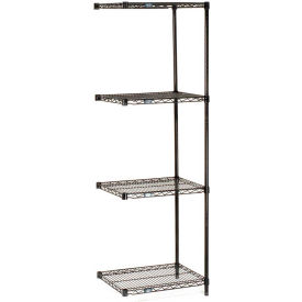 Global Industrial B2335866 Nexel® 5 Shelf, Black Epoxy Wire Shelving Unit, Add On, 24"W x 18"D x 63"H image.