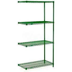 Global Industrial B2335770 Nexel® 5 Shelf, Poly-Green® Wire Shelving Unit, Add On, 24"W x 18"D x 63"H image.