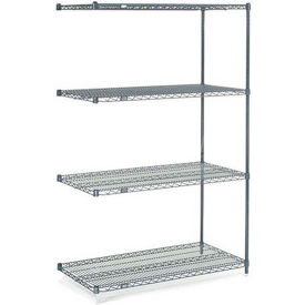 Global Industrial B2333185 Nexel® 5 Shelf, Nexelon® Blue Wire Shelving Unit, Add On, 24"W x 18"D x 63"H image.