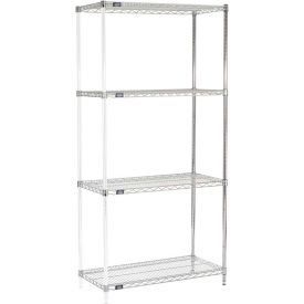 Global Industrial B2333042 Nexel® 5 Shelf, Chrome Wire Shelving Unit, Add On, 36"W x 18"D x 63"H image.