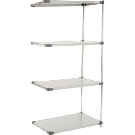 Global Industrial B2335440 Nexel® 5 Shelf, Stainless Steel Solid Shelving Unit, Add On, 36"W x 18"D x 63"H image.