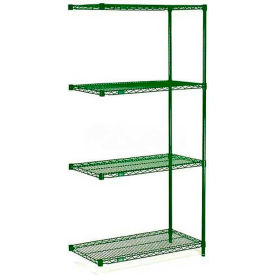 Global Industrial B2335674 Nexel® 5 Shelf, Poly-Green® Wire Shelving Unit, Add On, 42"W x 18"D x 63"H image.