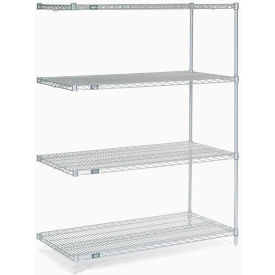 Global Industrial B2335415 Nexel® 5 Shelf, Stainless Steel Wire Shelving Unit, Add On, 48"W x 18"D x 63"H image.