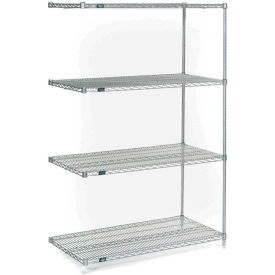 Global Industrial B2333098 Nexel® 5 Shelf, Chrome Wire Shelving Unit, Add On, 54"W x 18"D x 63"H image.