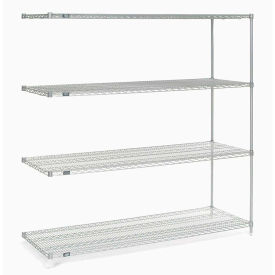 Global Industrial B2335430 Nexel® 5 Shelf, Stainless Steel Wire Shelving Unit, Add On, 60"W x 18"D x 63"H image.