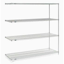 Global Industrial B2335411 Nexel® 5 Shelf, Stainless Steel Wire Shelving Unit, Add On, 60"W x 18"D x 74"H image.